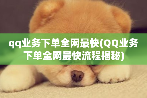 qq业务下单全网最快(QQ业务下单全网最快流程揭秘)