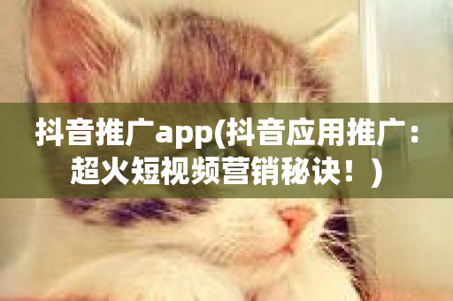 抖音推广app(抖音应用推广：超火短视频营销秘诀！)-第1张图片-ZBLOG