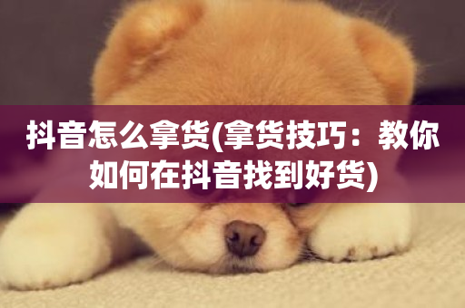 抖音怎么拿货(拿货技巧：教你如何在抖音找到好货)-第1张图片-ZBLOG