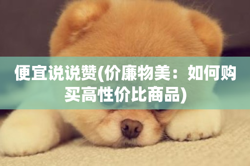 便宜说说赞(价廉物美：如何购买高性价比商品)-第1张图片-ZBLOG