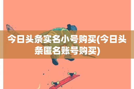 今日头条实名小号购买(今日头条匿名账号购买)-第1张图片-ZBLOG