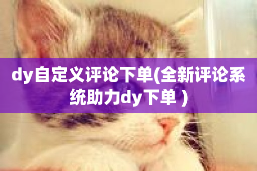 dy自定义评论下单(全新评论系统助力dy下单 )-第1张图片-ZBLOG