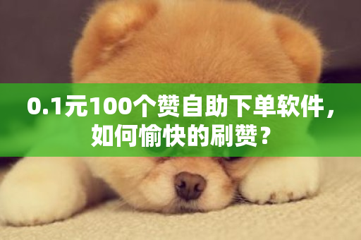 0.1元100个赞自助下单软件，如何愉快的刷赞？