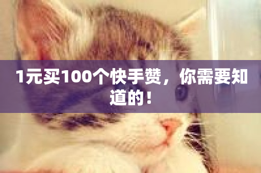 1元买100个快手赞，你需要知道的！