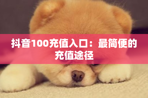 抖音100充值入口：最简便的充值途径-第1张图片-ZBLOG