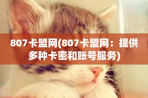 807卡盟网(807卡盟网：提供多种卡密和账号服务)-第1张图片-ZBLOG