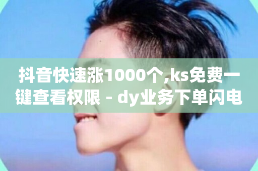 抖音快速涨1000个,ks免费一键查看权限 - dy业务下单闪电云商城 - 每日免费领取赞