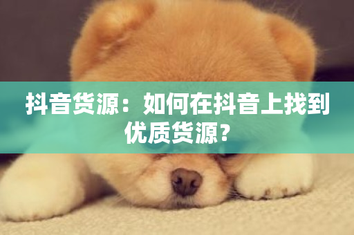 抖音货源：如何在抖音上找到优质货源？-第1张图片-ZBLOG